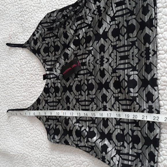 NWT Material Girl Medium Black Silver Foil Tribal Print Spaghetti Strap Camisole - Picture 9 of 15